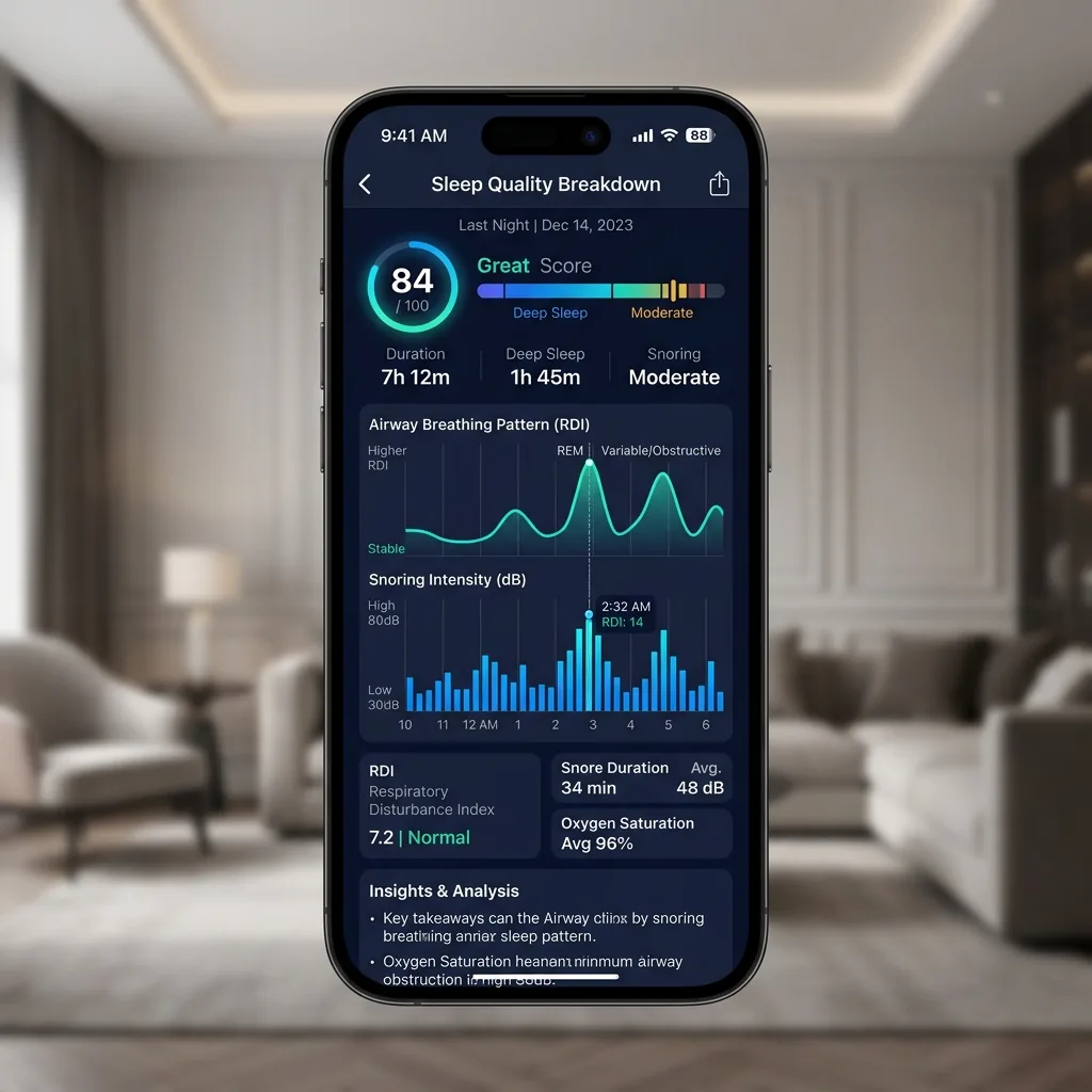 Airway Trainer sleep tracking screen.